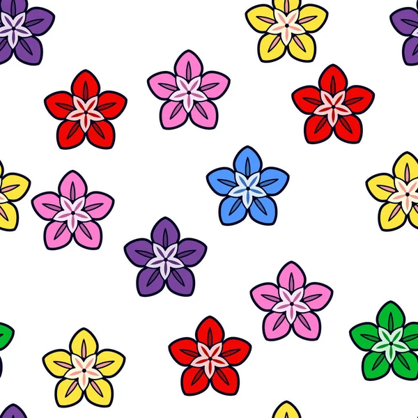 Patrón Inconsútil Flores Colores Sobre Fondo Blanco Diseño Impresión Papel — Vector de stock