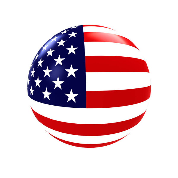 The orb with flag of the USA on white background. 3D rendering