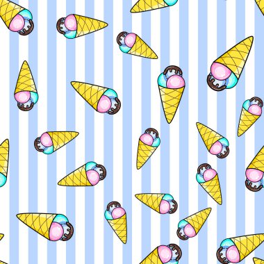 Beyaz arka plan üzerinde dondurma seamless modeli. Kağıt baskı desi