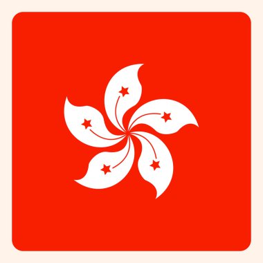 Hong Kong kare bayrak düğmesi, sosyal medya iletişim işareti, iş simgesi.