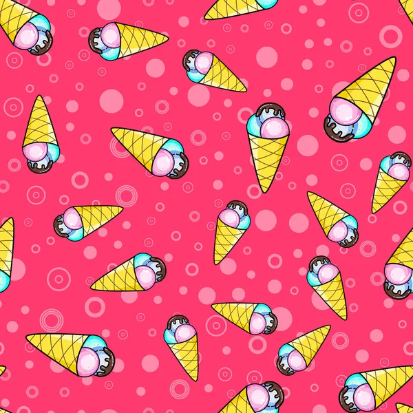 Ice cream seamless pattern on white background. Paper print — Stock Vector