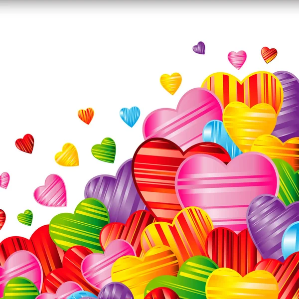 Vector Valentine 's day background with striped pattern hearts — стоковый вектор