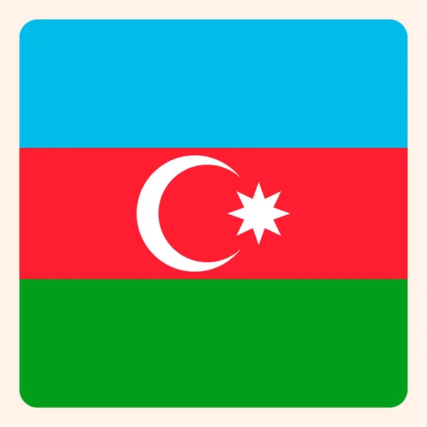 Botón Bandera Cuadrada Azerbaiyán Signo Comunicación Redes Sociales Icono Negocio — Vector de stock