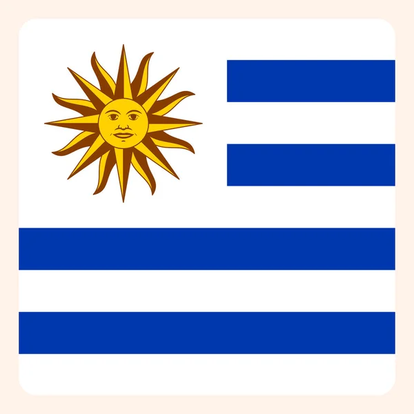 Botón Bandera Cuadrada Uruguay Signo Comunicación Redes Sociales Icono Negocio — Vector de stock