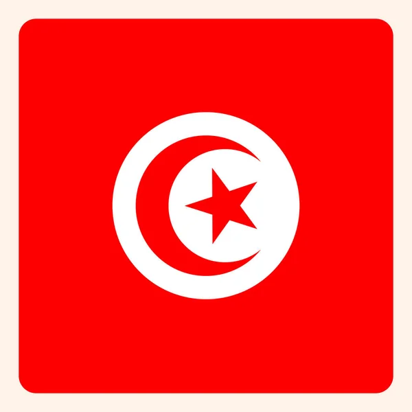 Tunézia szögletes zászló gomb, a szociális média kommunikációs jel, busz — Stock Vector