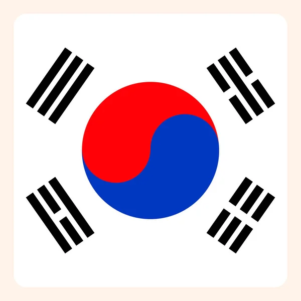 Zuid-Korea vierkante vlag knop, Social Media communicatie teken, — Stockvector