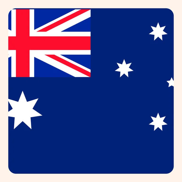 Botón de bandera cuadrada de Australia, signo de comunicación de redes sociales, b — Archivo Imágenes Vectoriales