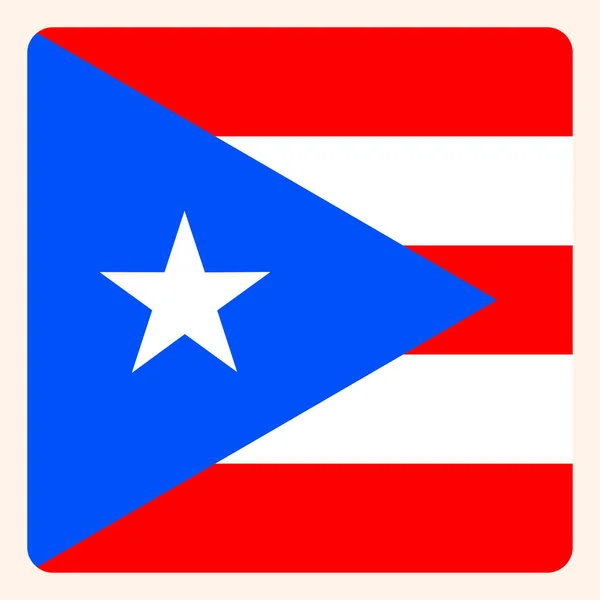 Botón de bandera cuadrada de Puerto Rico, señal de comunicación en redes sociales , — Archivo Imágenes Vectoriales