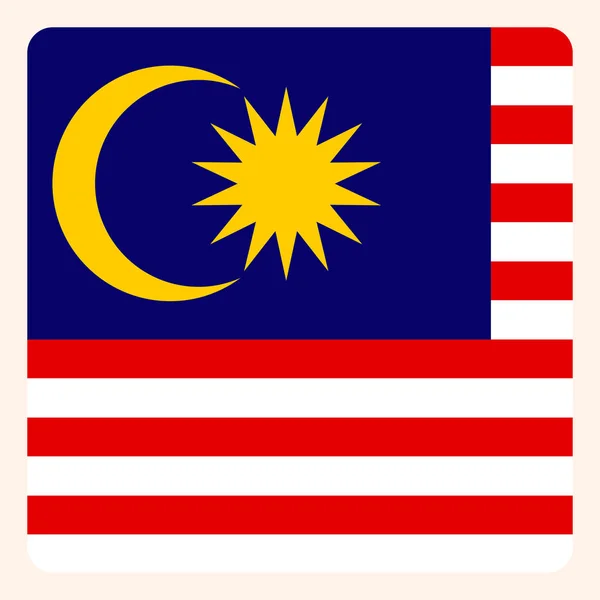 Malaysia quadratische Flagge Taste, Social-Media-Kommunikation Zeichen, bu — Stockvektor