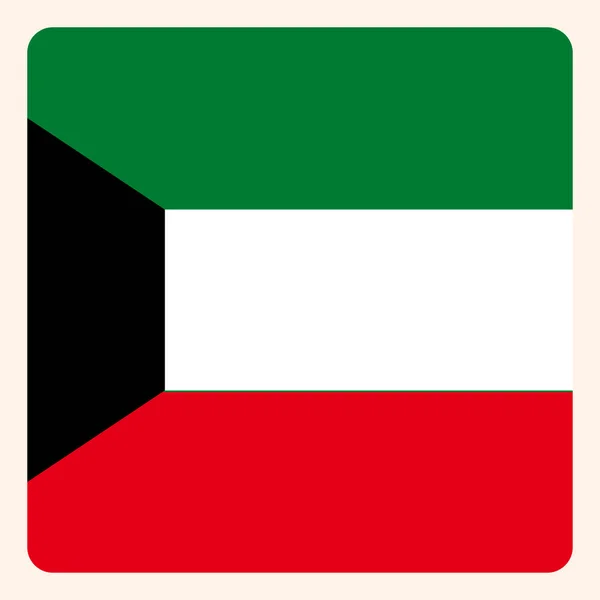 Botón de la bandera cuadrada de Kuwait, señal de comunicación de redes sociales, busi — Archivo Imágenes Vectoriales