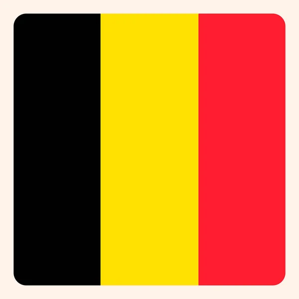 Belgien fyrkantig flagg knapp, sociala medier kommunikations skylt, buss — Stock vektor