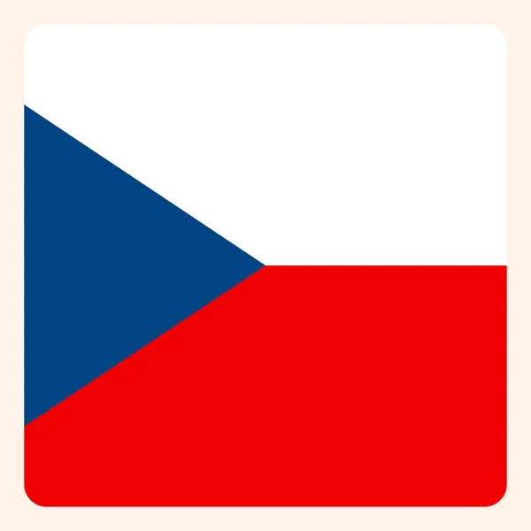 Botón de bandera cuadrada checa, señal de comunicación de redes sociales , — Archivo Imágenes Vectoriales
