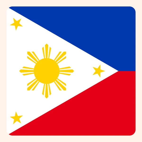 Filipinas botão bandeira quadrada, sinal de comunicação de mídia social , — Vetor de Stock