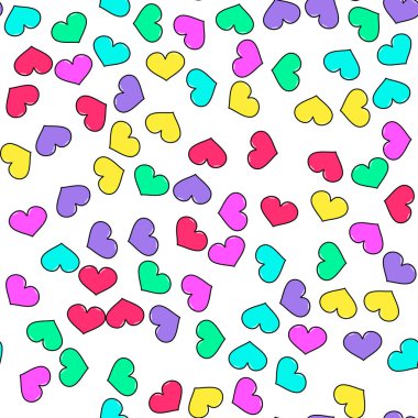 Beyaz arka planda renksiz kalp deseni var. Kağıt baskı tasarımı. Soyut retro vektör çizimi. Moda tekstil, kumaş, ambalaj. Modern alan dekorasyonu.