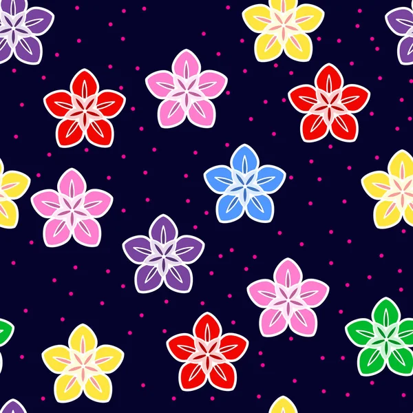 Patrón inconsútil de flores de colores sobre fondo blanco. Papel — Vector de stock