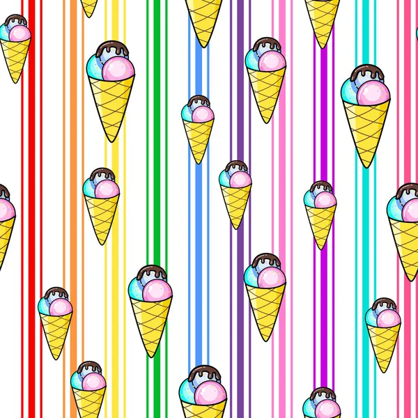 Ice Cream naadloze patroon op witte achtergrond. Papier print — Stockvector