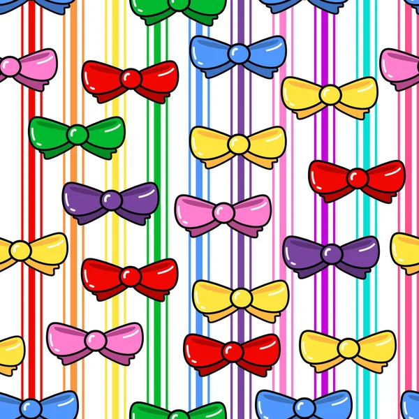 Colorful bow seamless pattern on white background. Paper print — Stock Vector