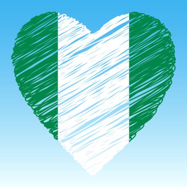 Nijerya bayrağı, Kalp şekli, grunge tarzı.