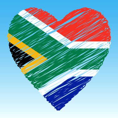 Güney Afrika bayrağı, Kalp şekli, grunge tarzı.
