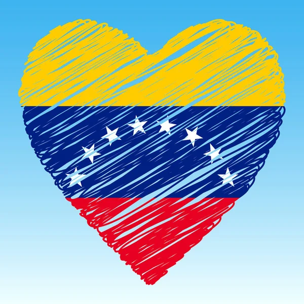 委内瑞拉国旗， 心形， 格子风格. — 图库矢量图片