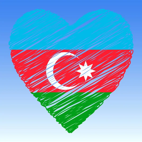 Bandera de Azerbaiyán, Forma de corazón, Estilo grunge . — Vector de stock