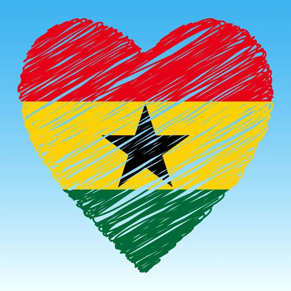 Bandeira do Gana, Forma do coração, estilo grunge . — Vetor de Stock