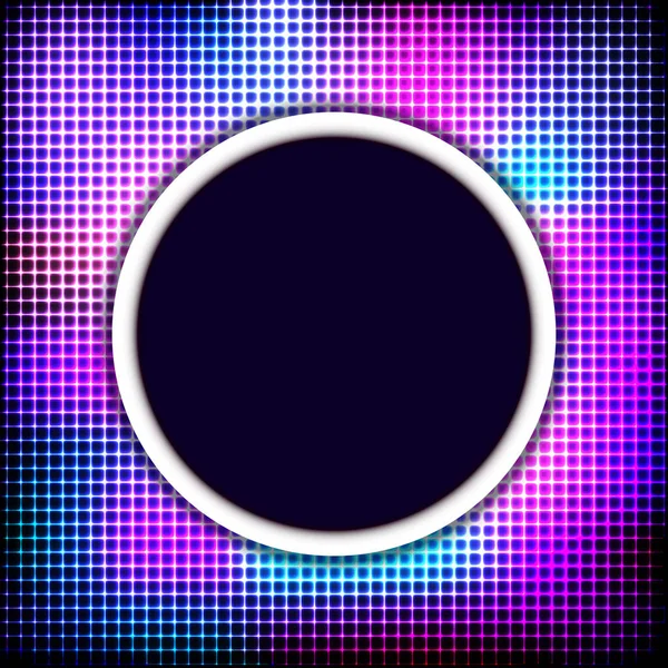 五颜六色的霓虹灯圆形框架上的黑暗背景, 矢量抽象 — 图库矢量图片