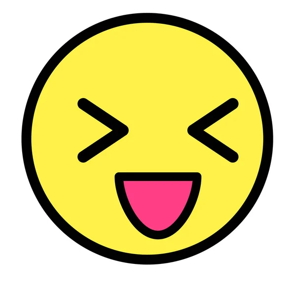 Flaches Kawaii Emoji Gesicht Nette Lustige Cartoon Figur Einfache Zeilenkunst — Stockvektor