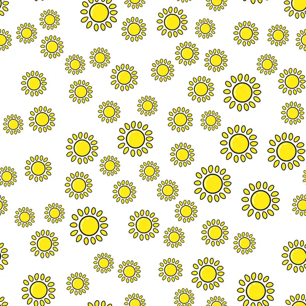 Sun Seamless Pattern White Background Paper Print Design Abstract Retro — Stock Vector