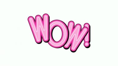 wow - beyaz bir arka plan Comic Style 4k pembe ifade kelime metni