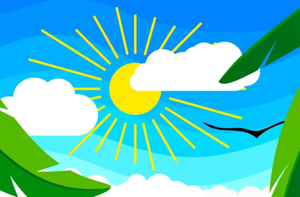 Яскраве Сонце Хмари Чайка Небі — стоковий вектор