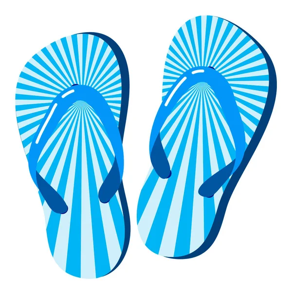 Classic Traditional Beach Flip Flops Blue White Stripes — Stock Vector