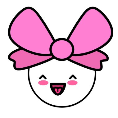 Kawai Face, eğil. İşaret, sembol, ağ ögesi. Sosyal medya ikonu. İş konsepti. Dövme şablonu. Çizgi çalışması. Web sitesi resim grafiği.