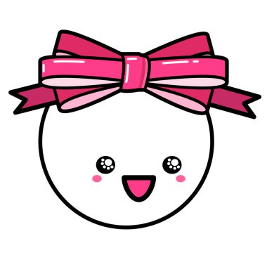 Kawai Face, eğil. İşaret, sembol, ağ ögesi. Sosyal medya ikonu. İş konsepti. Dövme şablonu. Çizgi çalışması. Web sitesi resim grafiği.