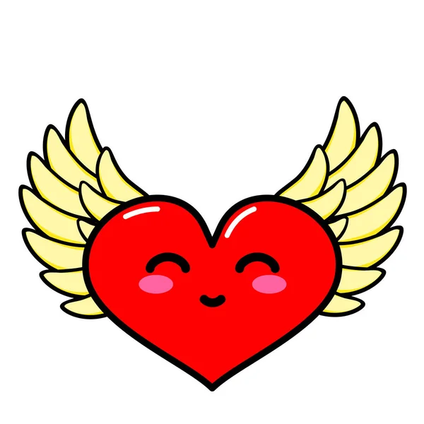 Kawai Heart Flügel Zeichen Symbol Webelement Social Media Ikone Geschäftskonzept — Stockvektor
