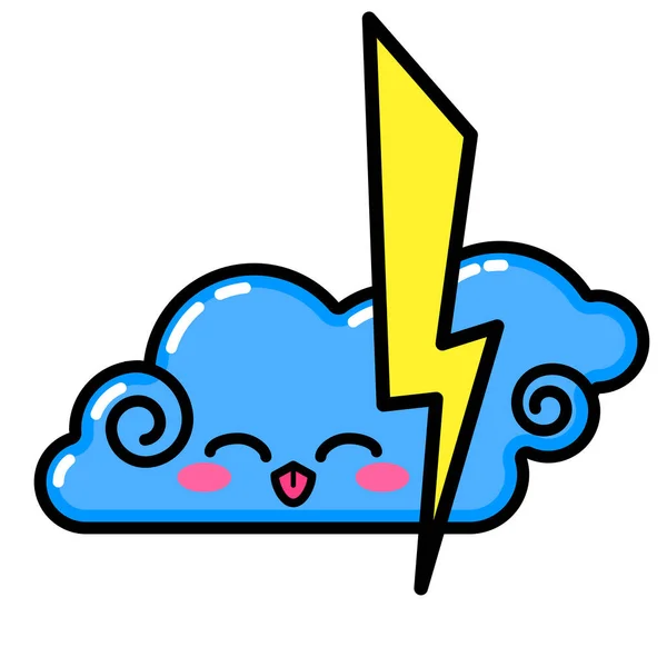 Kawai Cloud Lightning Sign Symbol Web Element Social Media Icon — Stock Vector