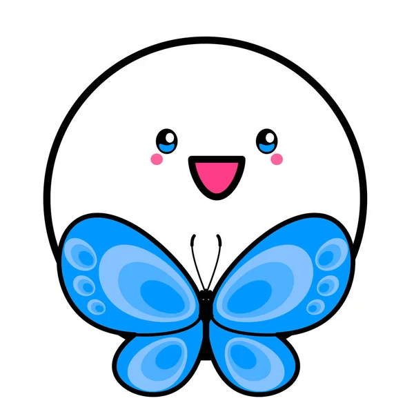 Kawai Face Butterfly Teken Symbool Webelement Social Media Icoon Bedrijfsconcept — Stockvector