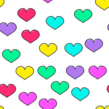 Beyaz arka planda renksiz kalp deseni var. Kağıt baskı tasarımı. Soyut retro vektör çizimi. Moda tekstil, kumaş, ambalaj. Modern alan dekorasyonu.