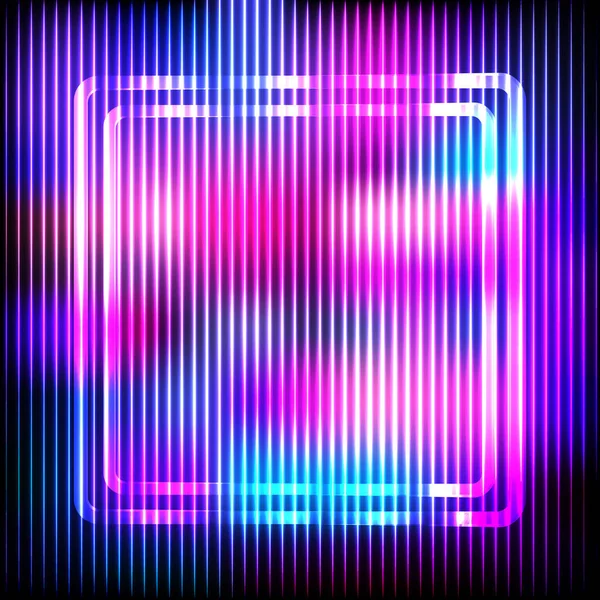 Kleurrijk Neon Vierkant Frame Een Donkere Achtergrond Vector Abstracte Illustratie — Stockvector