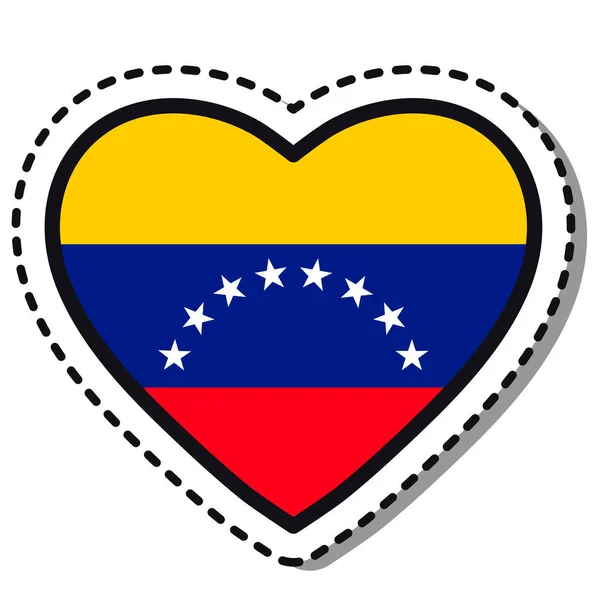 Bandeira Venezuela Adesivo Coração Fundo Branco Distintivo Amor Vetor Vintage — Vetor de Stock