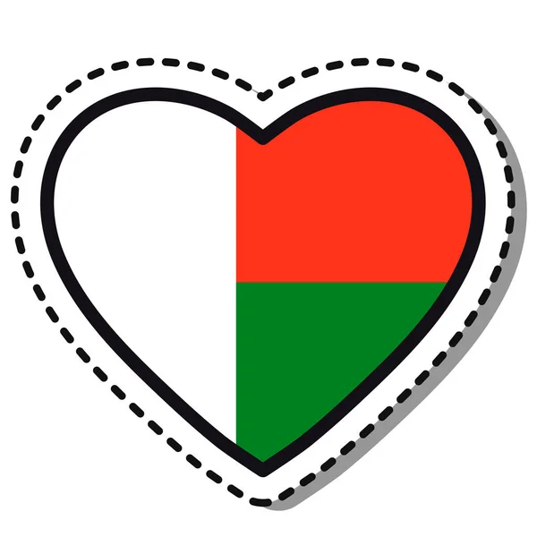 Прапор Мадагаскару Білому Тлі Значок Векторного Кохання Елемент Шаблонного Дизайну — стоковий вектор