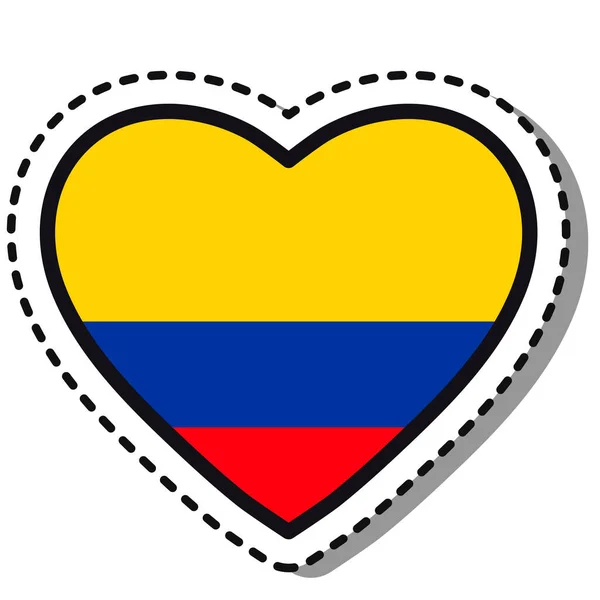 Bandera Colombia Corazón Pegatina Sobre Fondo Blanco Vintage Placa Amor — Archivo Imágenes Vectoriales