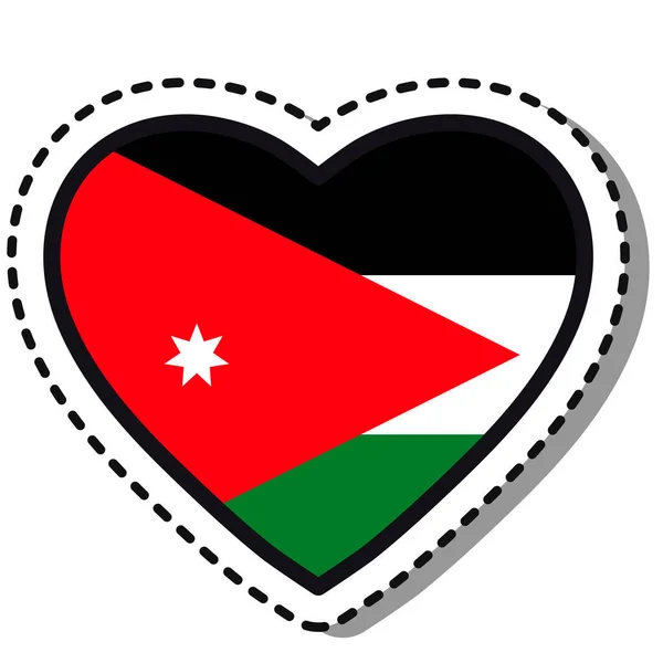 Bandeira Jordan Adesivo Coração Fundo Branco Distintivo Amor Vetor Vintage —  Vetores de Stock