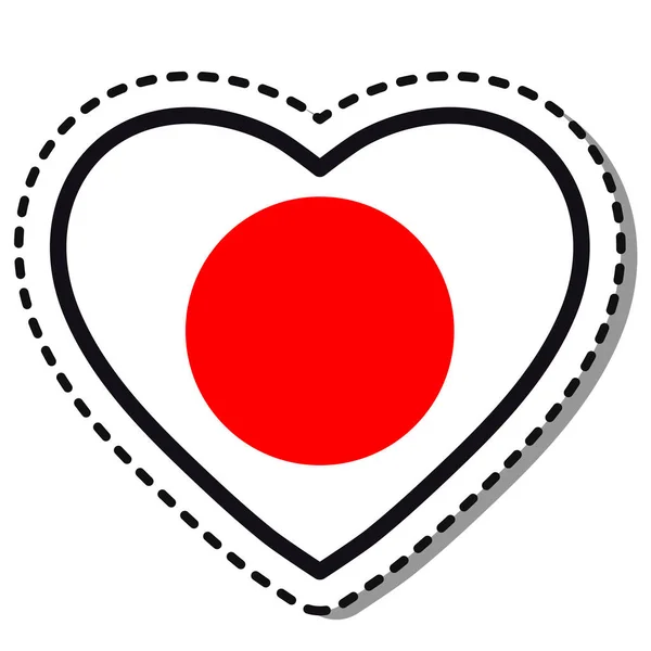 Drapeau Japon Forme Coeur Aux Contours Contrastés Symbole Amour Pour — Image vectorielle