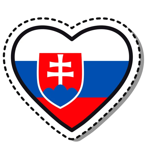 Bandeira Eslováquia Adesivo Coração Fundo Branco Distintivo Amor Vetor Vintage —  Vetores de Stock
