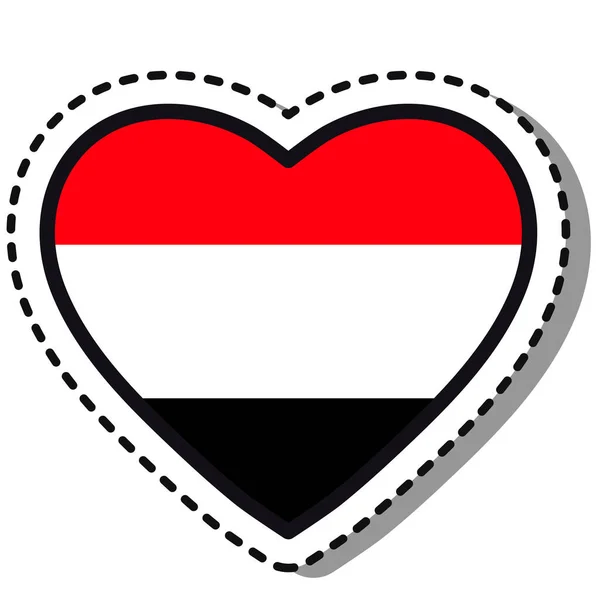 Flag Yemen Heart Sticker White Background Vintage Vector Love Badge — Stock Vector