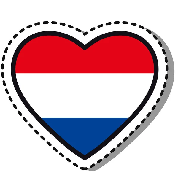 在白色背景上标出荷兰心脏贴纸 古埃及矢量爱情徽章 模板设计元素 国庆节旅行标志 — 图库矢量图片