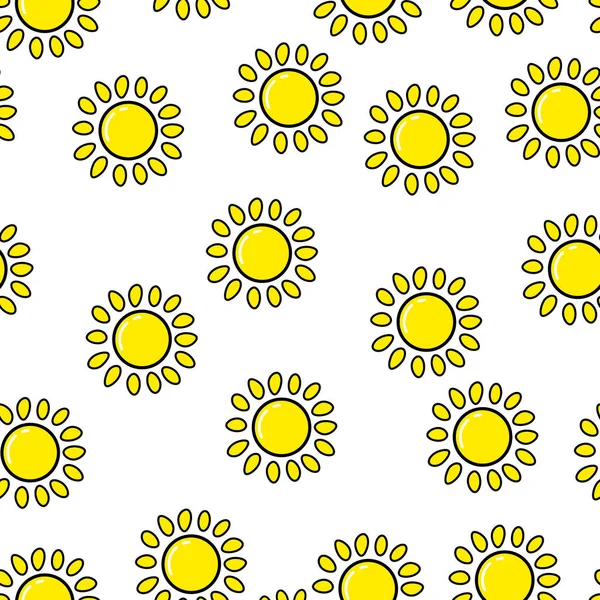 Sonnennahtloses Muster Auf Weißem Hintergrund Papierdruckdesign Abstrakte Retro Vektorillustration Trendy — Stockvektor