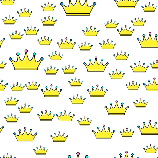 Crown Seamless Pattern White Background Paper Print Design Abstract Retro — Stock Vector