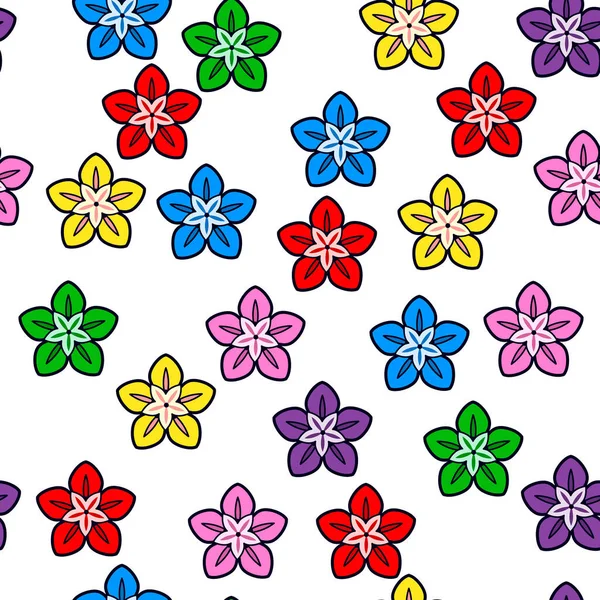 Patrón Inconsútil Flores Colores Sobre Fondo Blanco Diseño Impresión Papel — Vector de stock